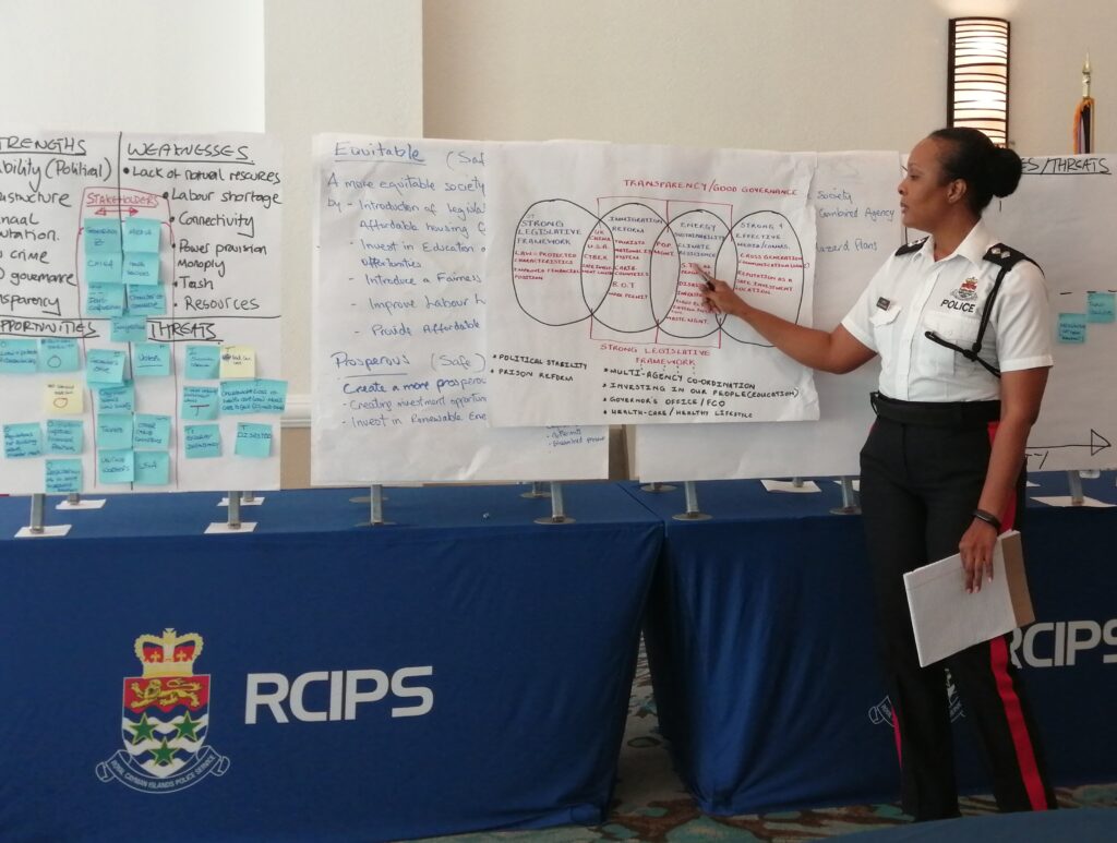 Strategy Consultant Craig Lawrence running a strategy course for the Royal Cayman Islands Police Service