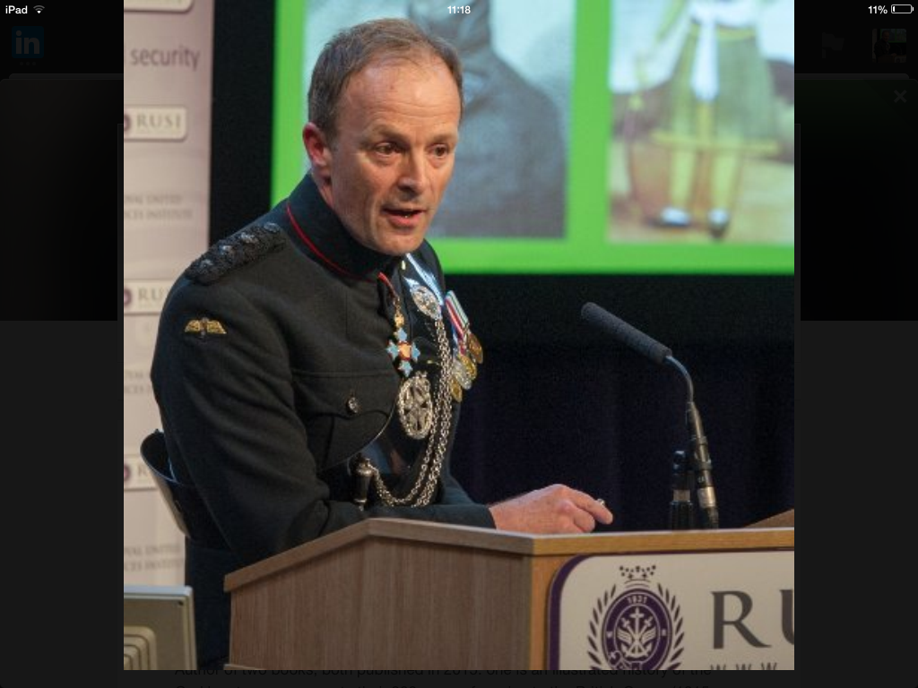 Craig Lawrence speaking at the Royal United Services Institute (RUSI) in London during the launch of his first Gurkha history book